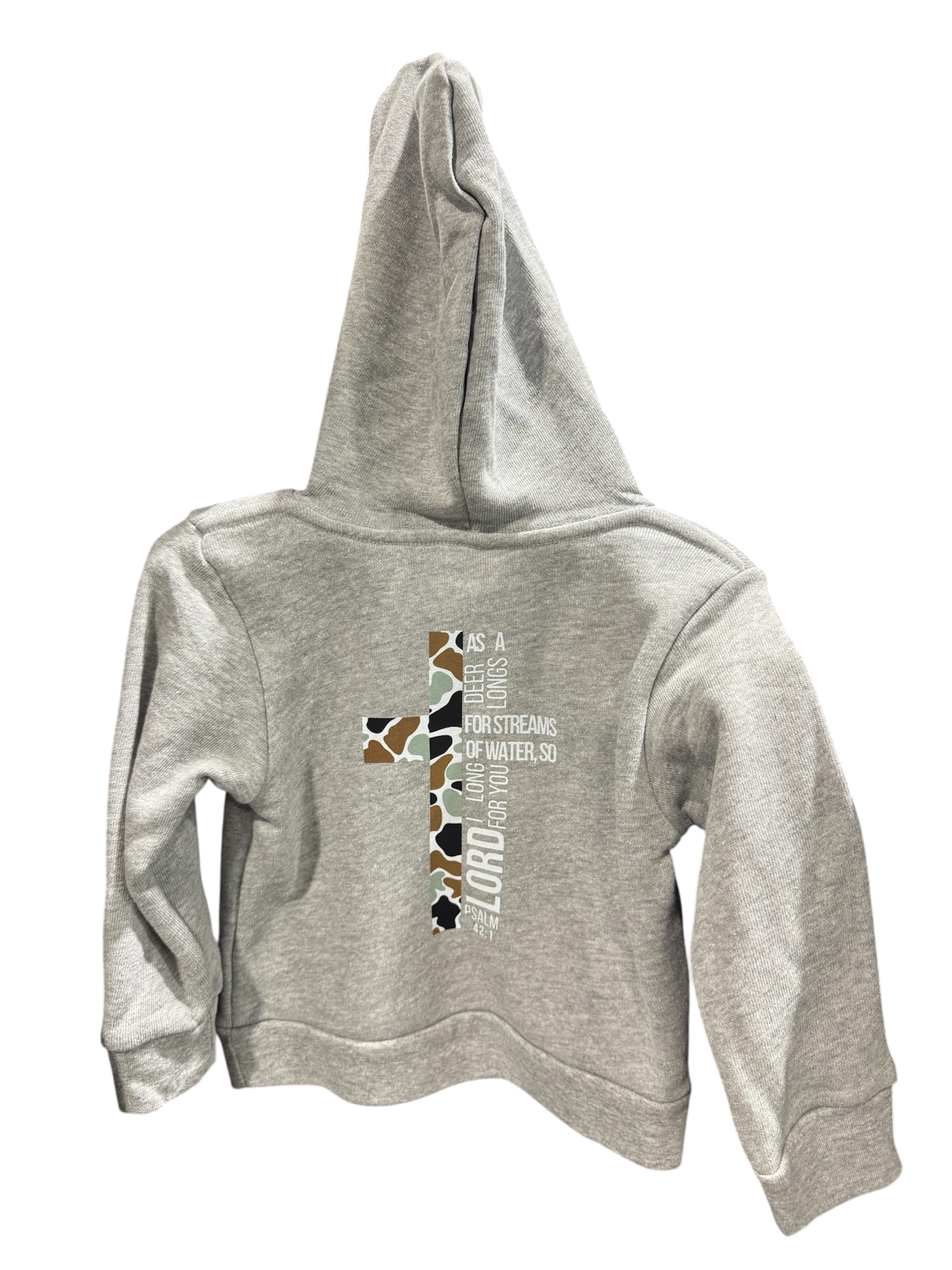 Toddler Phantom Old School Camo Cross/Verse (Psalm 42:1) Athletic Heather Grey Hoodie