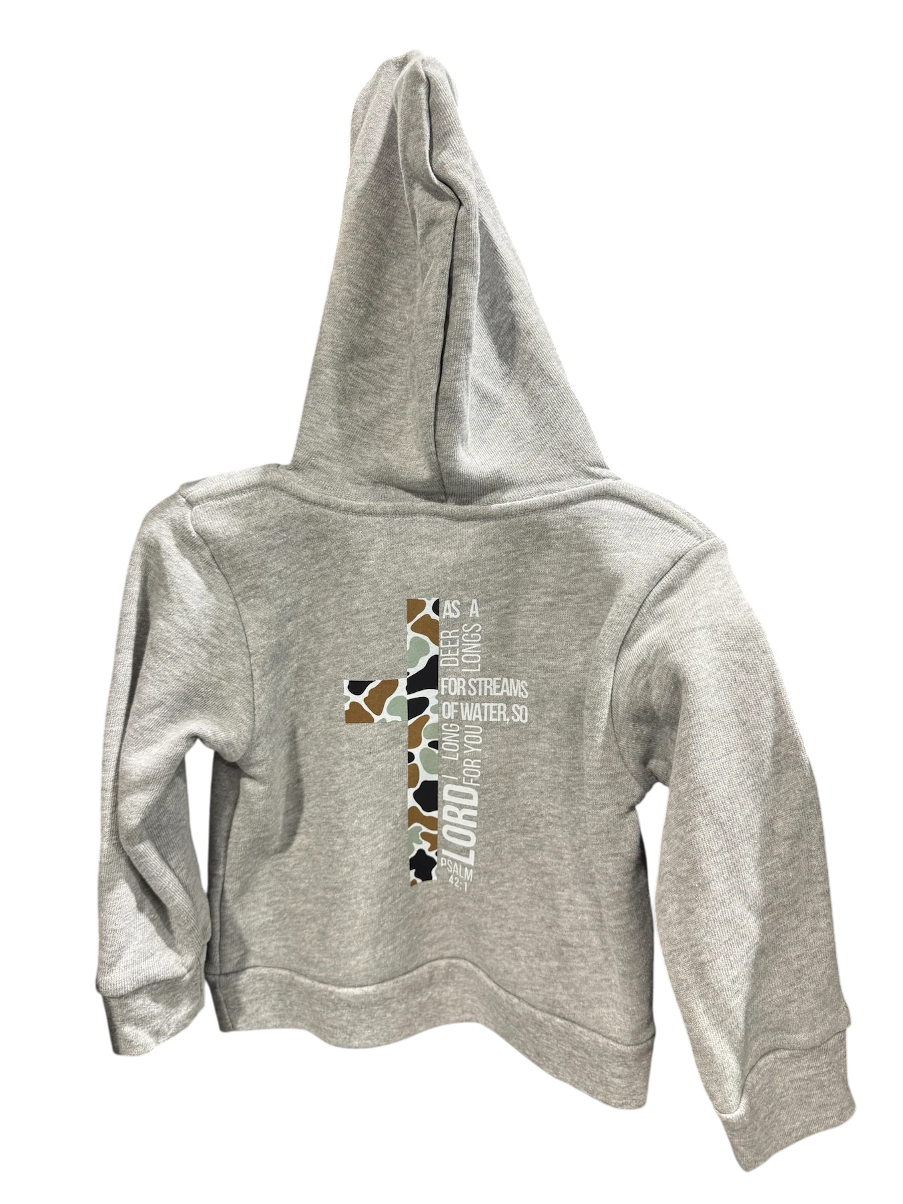 Youth Phantom Old School Camo Cross/Verse (Psalm 42:1) Heather Grey Hoodie