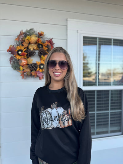 "Thankful" Leopard Pumpkins Sweatshirt