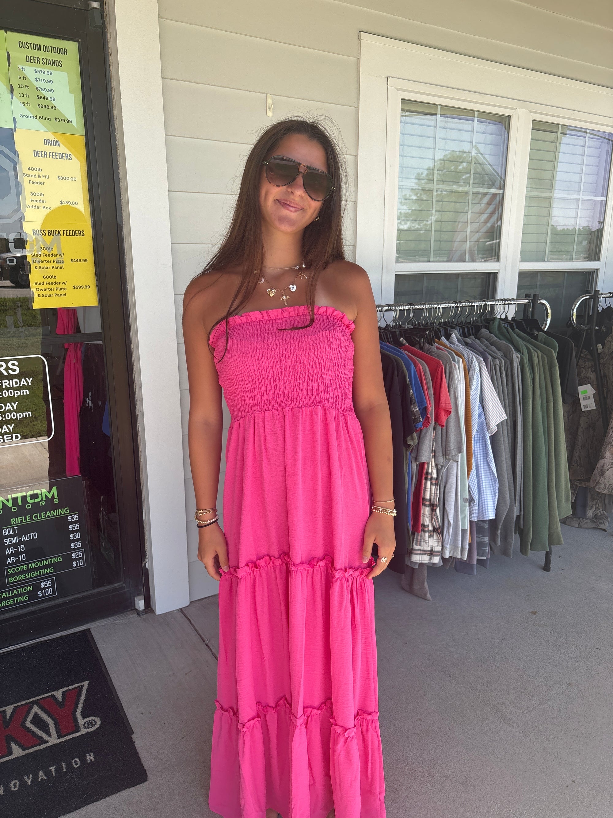 Tube Top Maxi Dress - Hot Pink