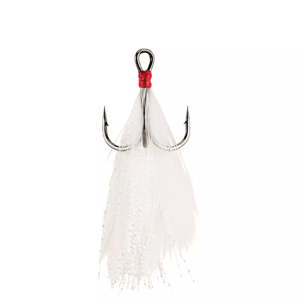 Berkeley White Feather Round Bend Treble Hooks