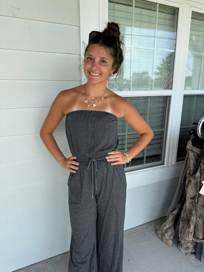 summer strapless lounge jumpsuit