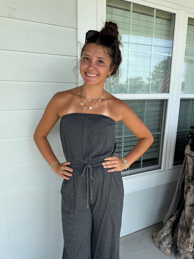 summer strapless lounge jumpsuit