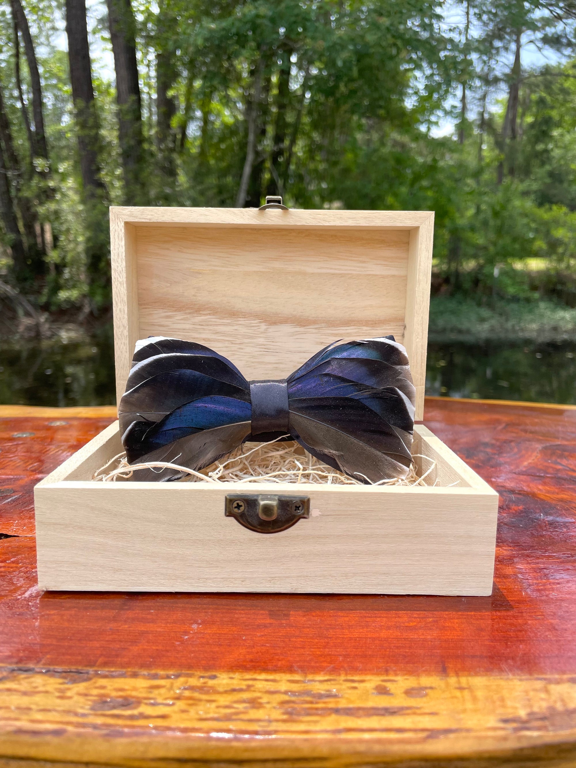 Handmade Feathered Bow Tie