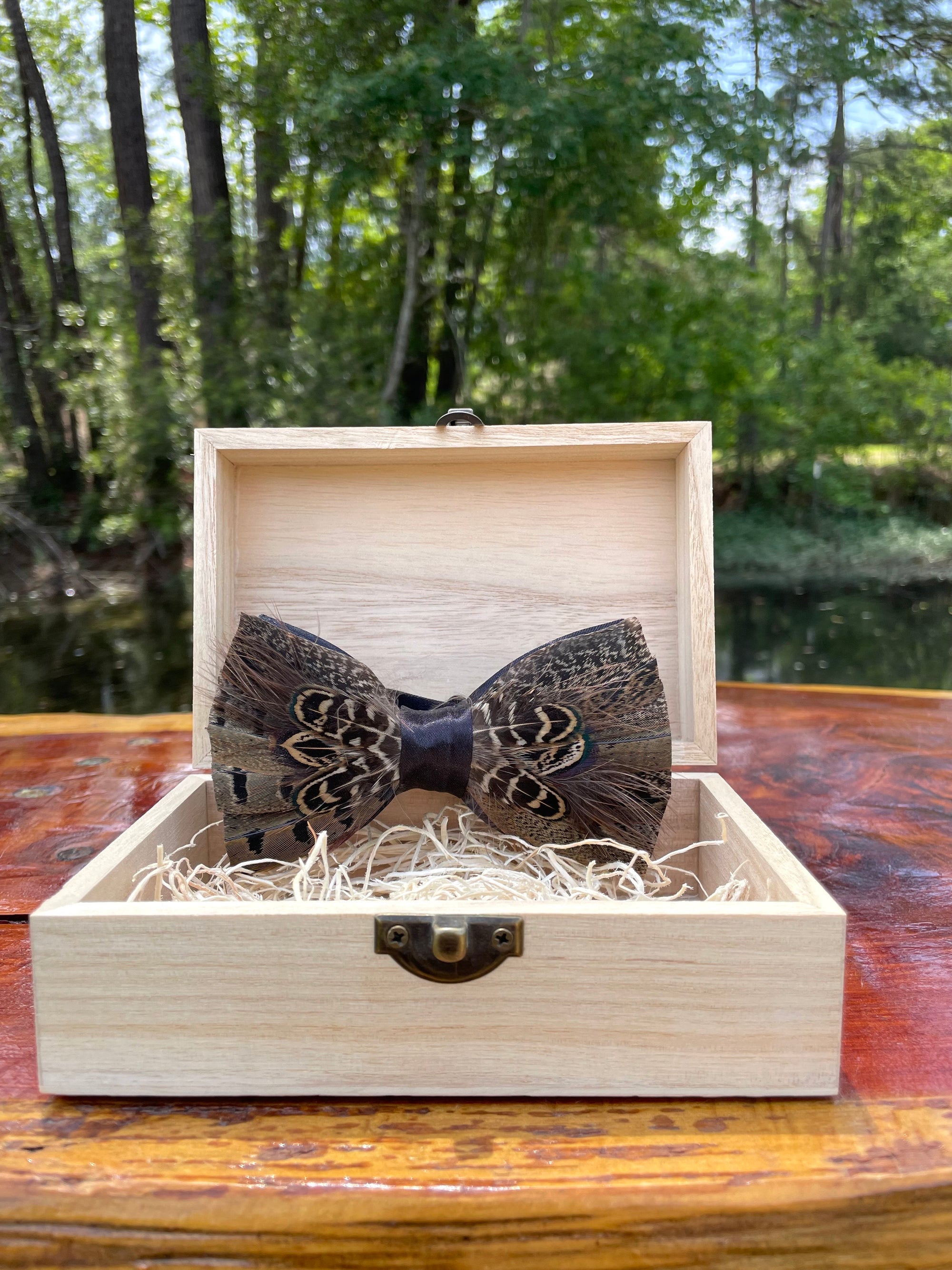 Handmade Feathered Bow Tie