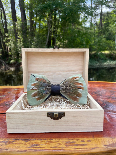 Handmade Feathered Bow Tie