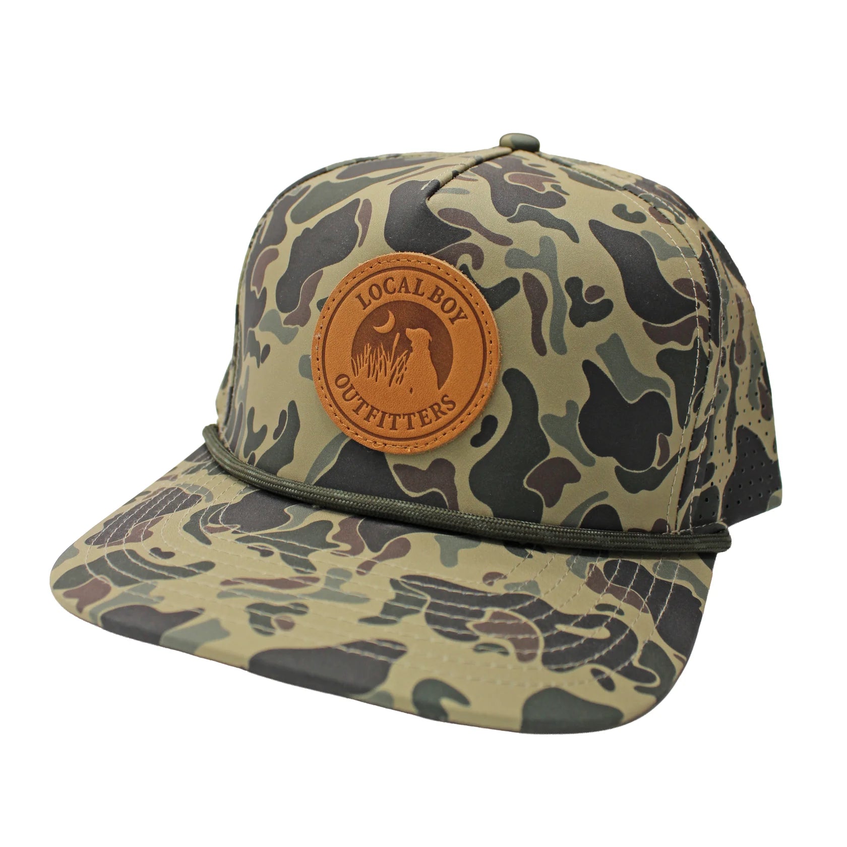 Local Boy Youth Leather Patch Perforated Rope Hats