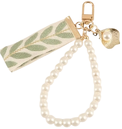 Pearl Ribbon Keychain w/Seashell