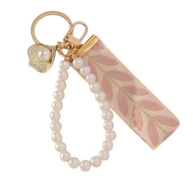 Pearl Ribbon Keychain w/Seashell