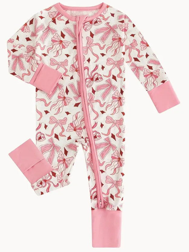 Pink Bow Print Onesie