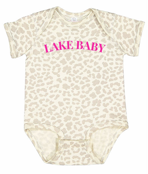 Phantom Tan/White/Hot Pink "Lake Baby" Natural Leopard Onesie