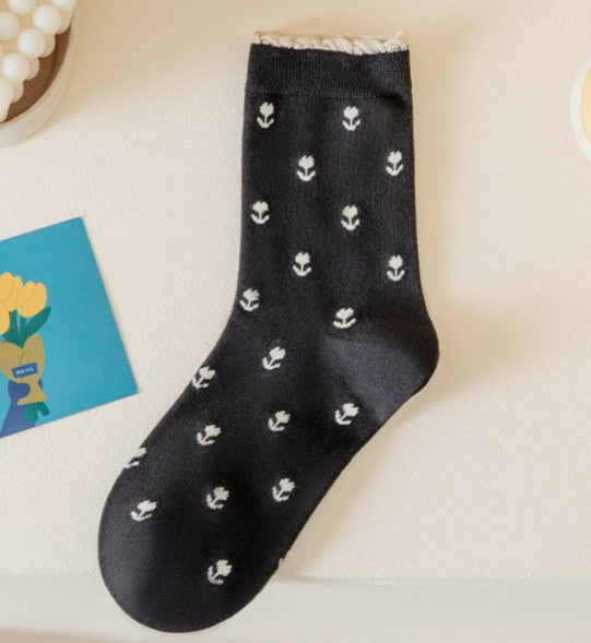 Ladies Floral Cotton Socks