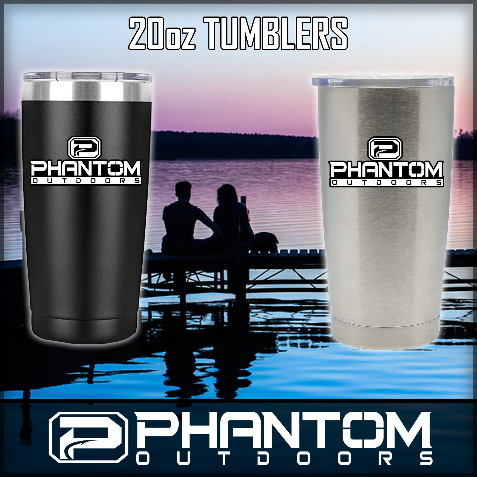 Phantom Outdoors 20oz Stainless Steel Tumblers