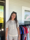 Beige/Striped 2 Piece Set (Short Sleeved/Shorts)