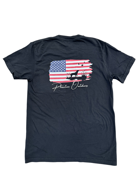 Phantom Outdoors 4th of July Dog & Duck Flag T-Shirt - Black