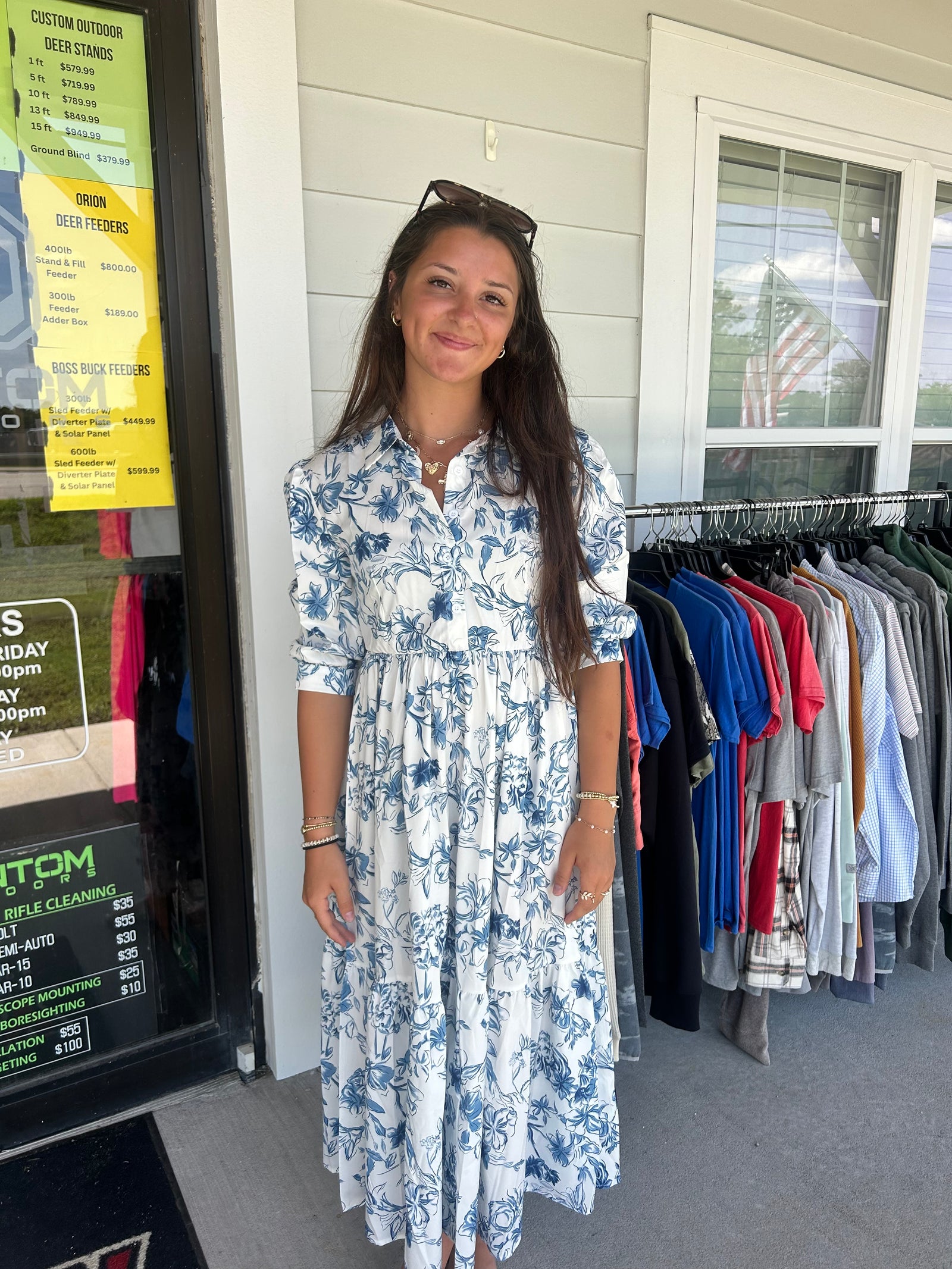 Blue Floral Midi Dress