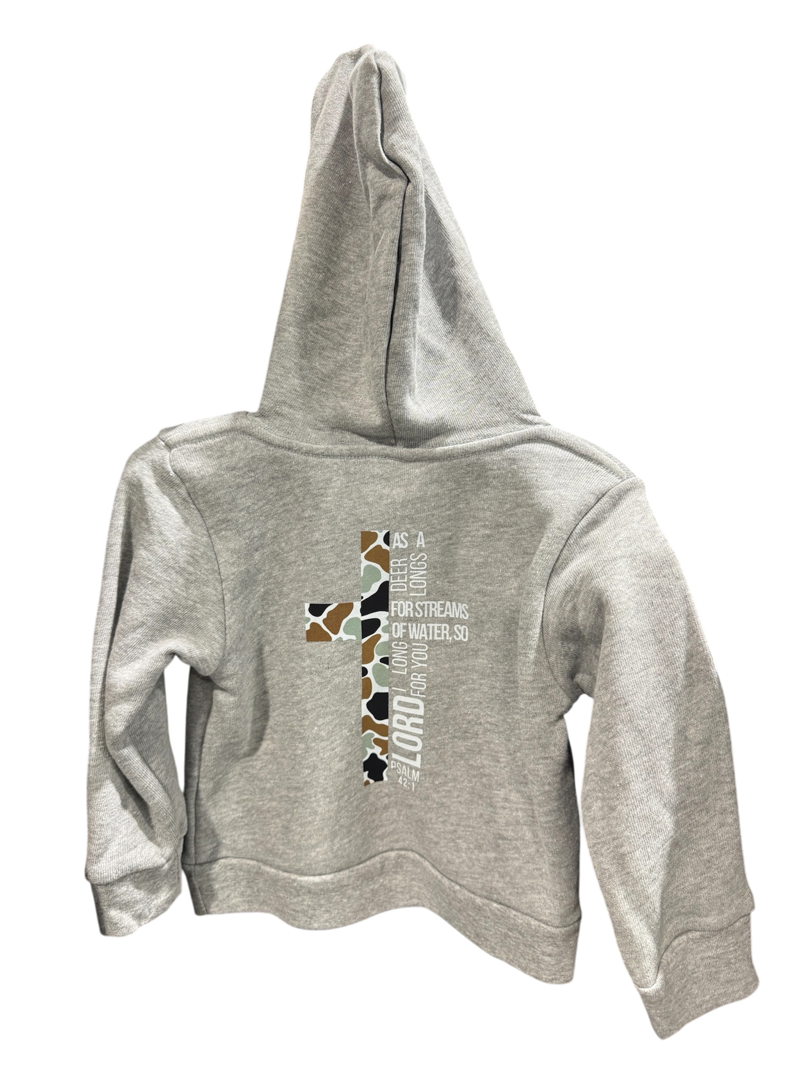 Toddler Phantom Old School Camo Cross/Verse (Psalm 42:1) Athletic Heather Grey Hoodie
