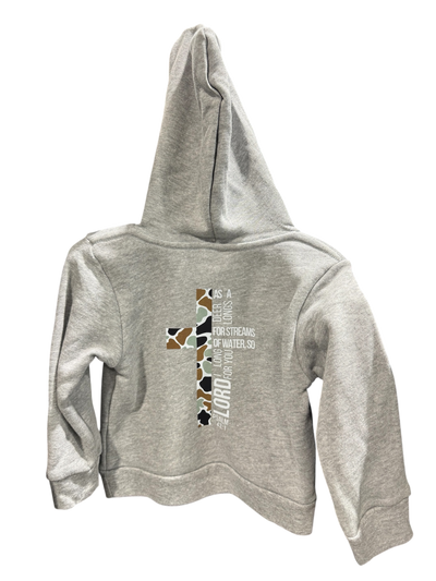 Toddler Phantom Old School Camo Cross/Verse (Psalm 42:1) Athletic Heather Grey Hoodie