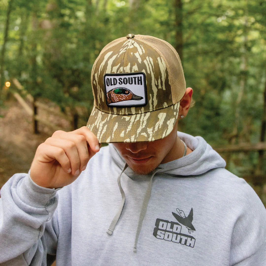 Old South Widgeon Trucker Hat - Wood Camo Khaki