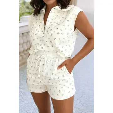 Floral 1/2 Zip Matching Set