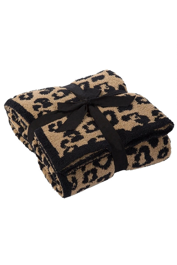 Leopard Knit Plush Blankets