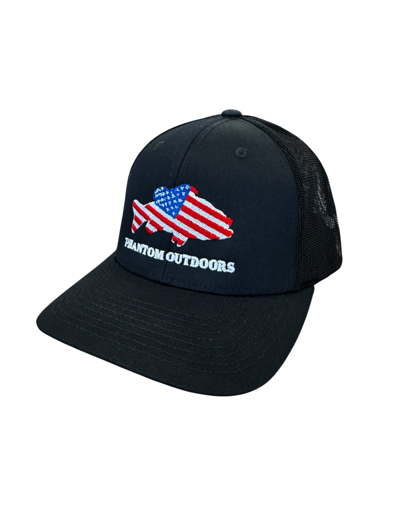 Phantom Outdoors Structured Black American Flag Bass Hat