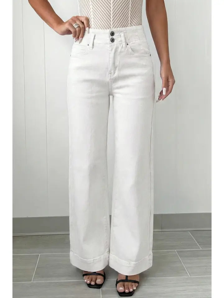 High Waist Flared Straight Leg Jean
