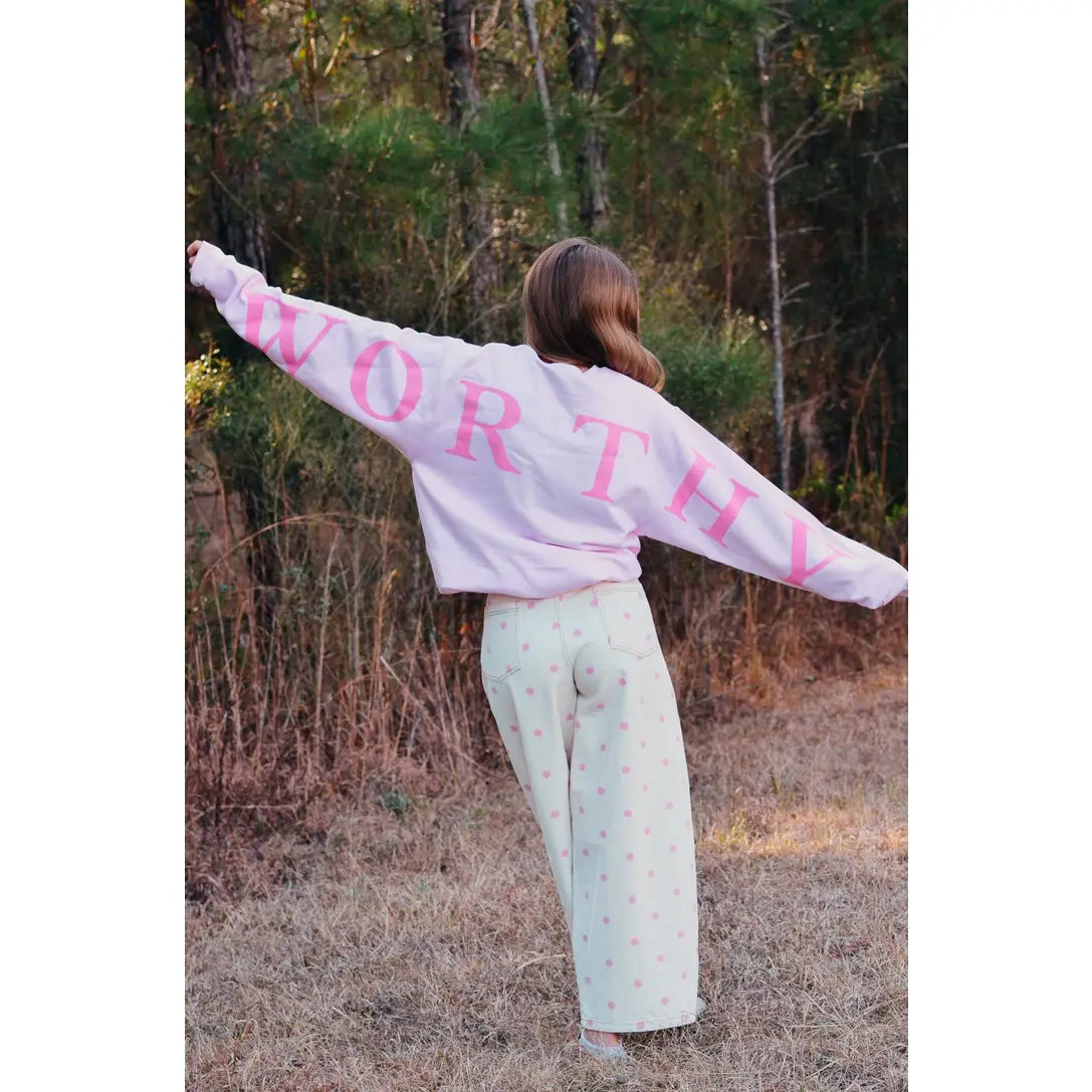 Women's "Worthy" Light Pink Sweatshirts