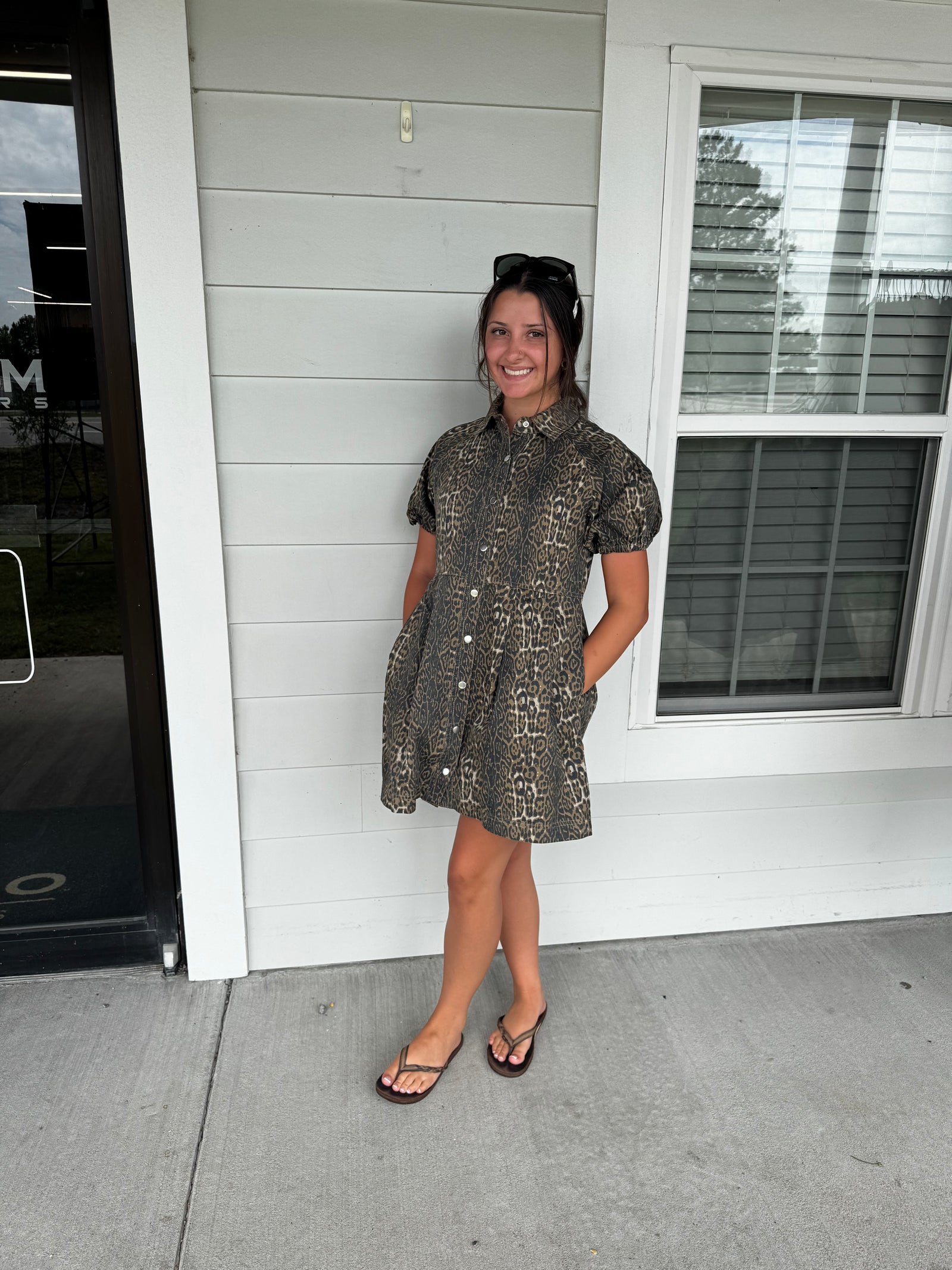 Leopard Denim Mini Dress
