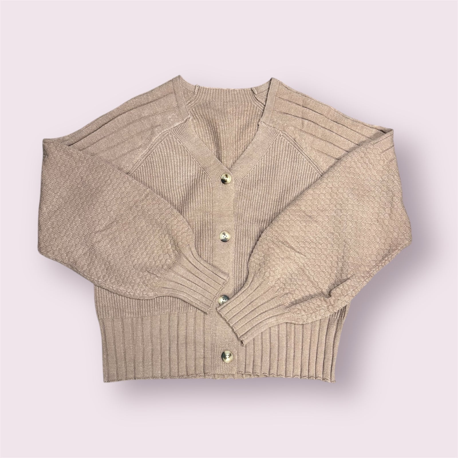 Textured Knit Button V-Neck Sweater Cardigans