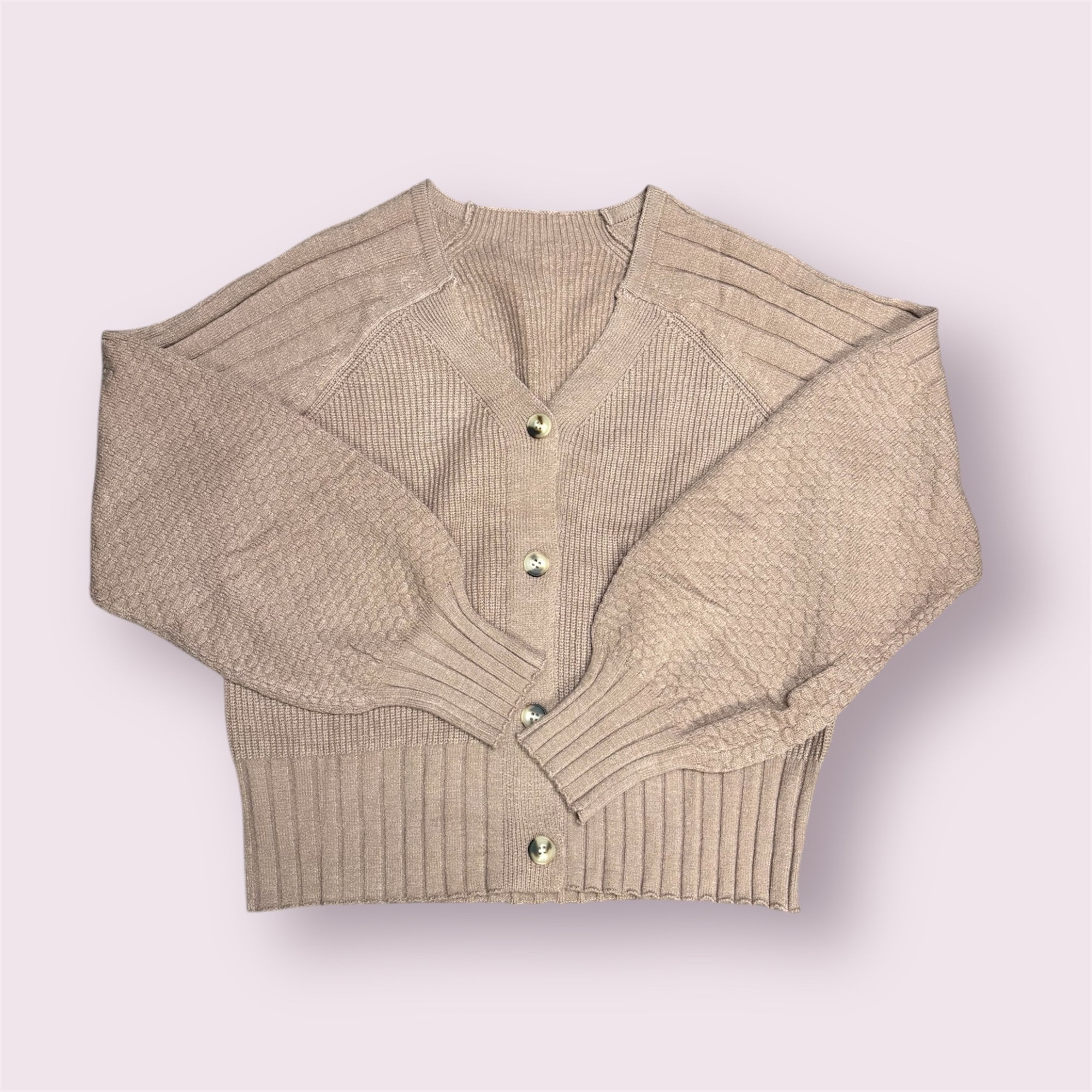 Textured Knit Button V-Neck Sweater Cardigans