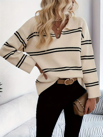 Cozy Drop Shoulder Striped Sweater