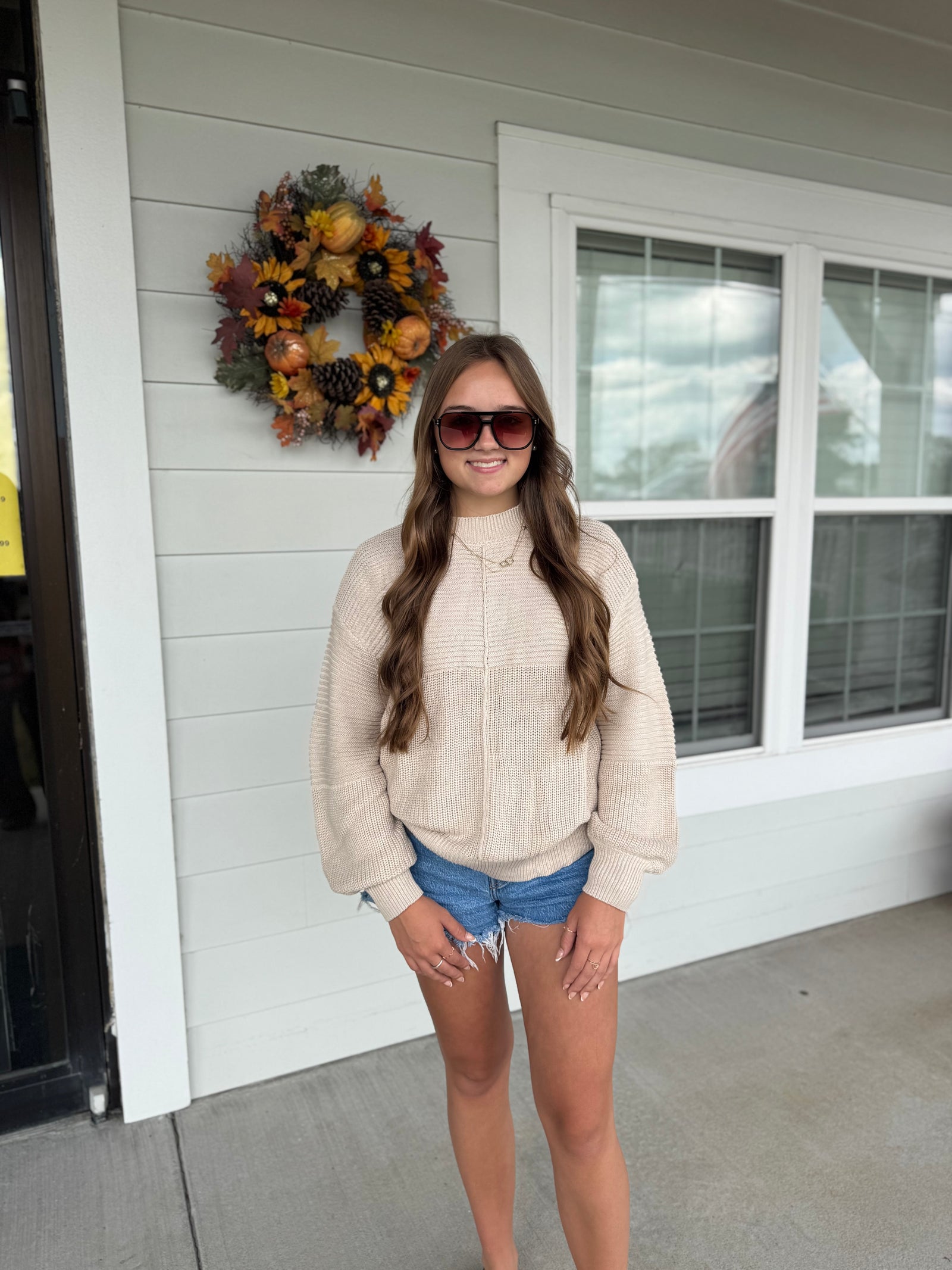 Knitted Puff Sleeve Sweater