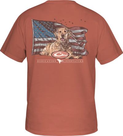 Drake Yellow Lab Flag T-Shirt (Terra Cotta)