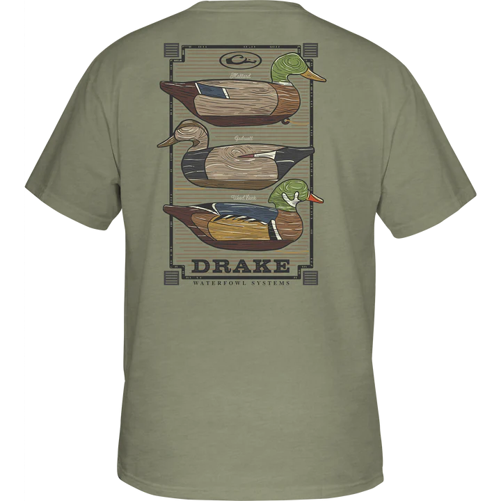 Drake Vintage Decoy Stack T-Shirt (Sage Light Heather)