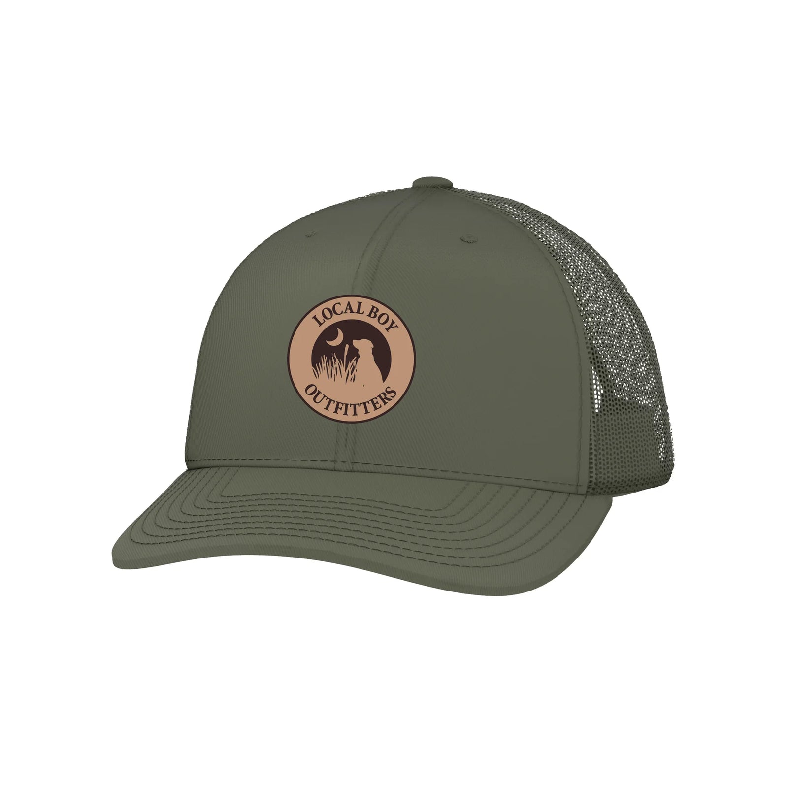 Local Boy Youth Leather Patch Trucker Hats - Loden