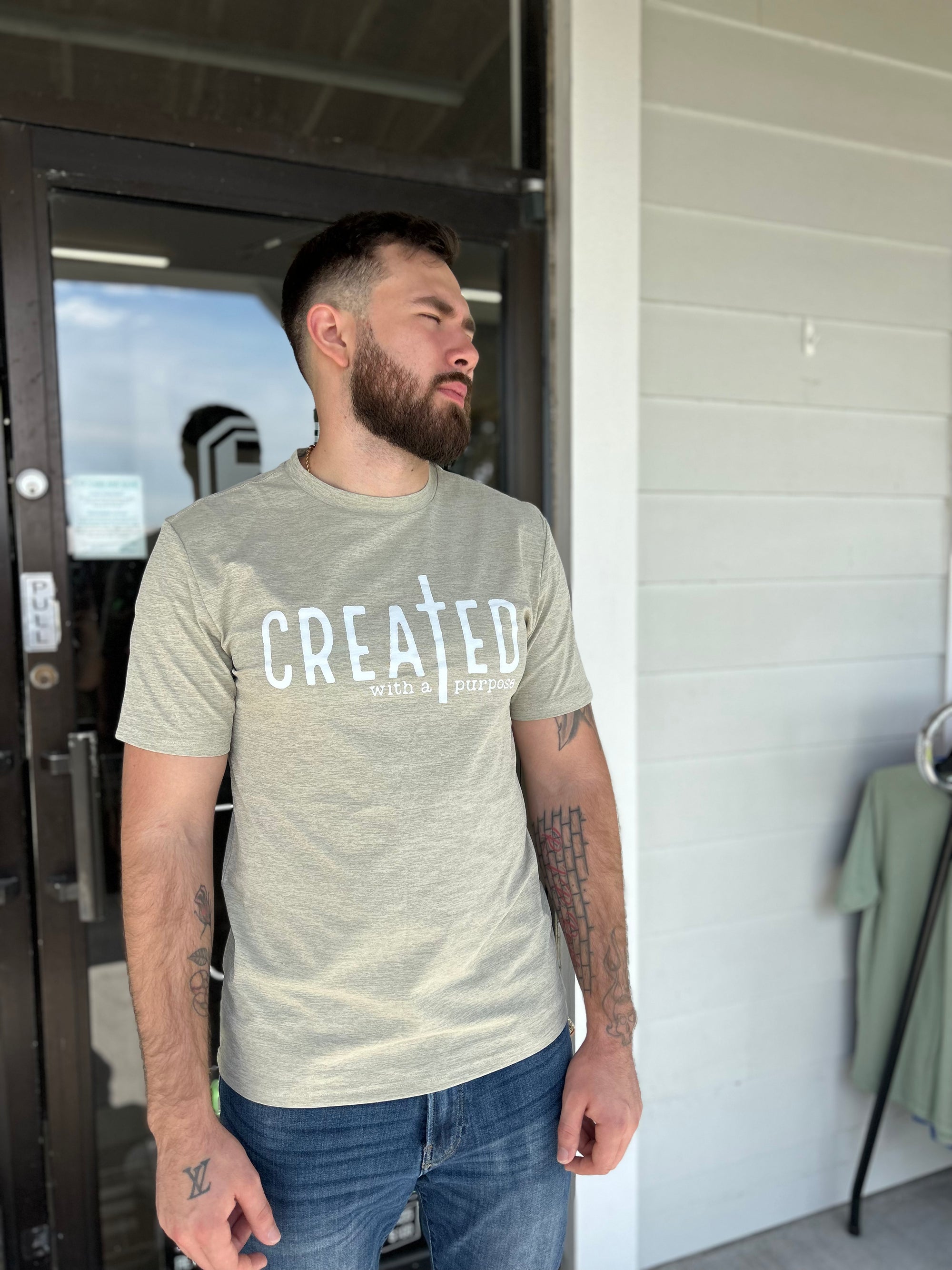 Men's "Created" Cross Khaki T-Shirt