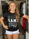 Ladies Black Game Day Letter Print Tee