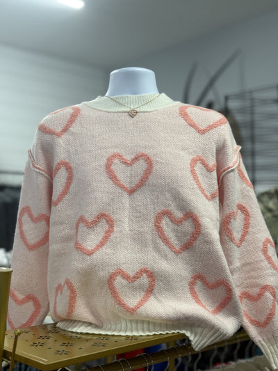 Valentine's Day Heart Sweater - Light Pink