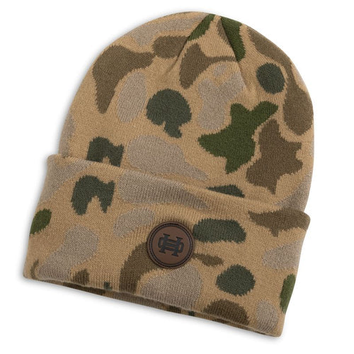 HEYBO Leather Patch Beanie: Heybo Traditions Camo