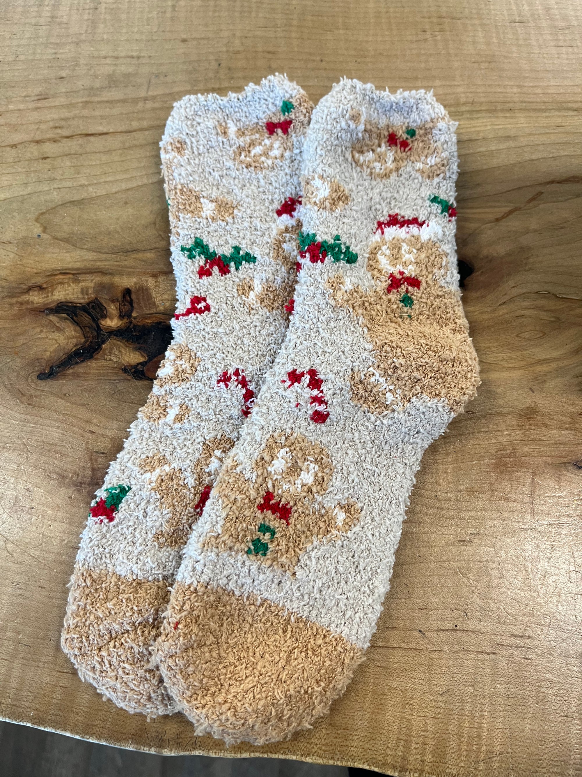 Gingerbread Man Fuzzy Socks