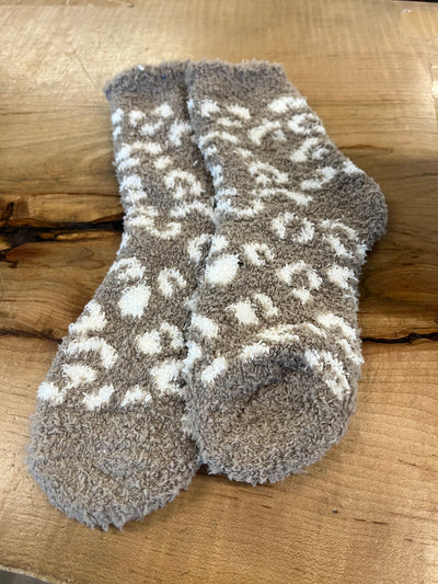 Leopard Print Fuzzy Socks