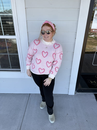 Valentine's Day Heart Sweater - Light Pink