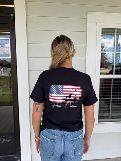 Phantom Outdoors 4th of July Dog & Duck Flag T-Shirt - Black