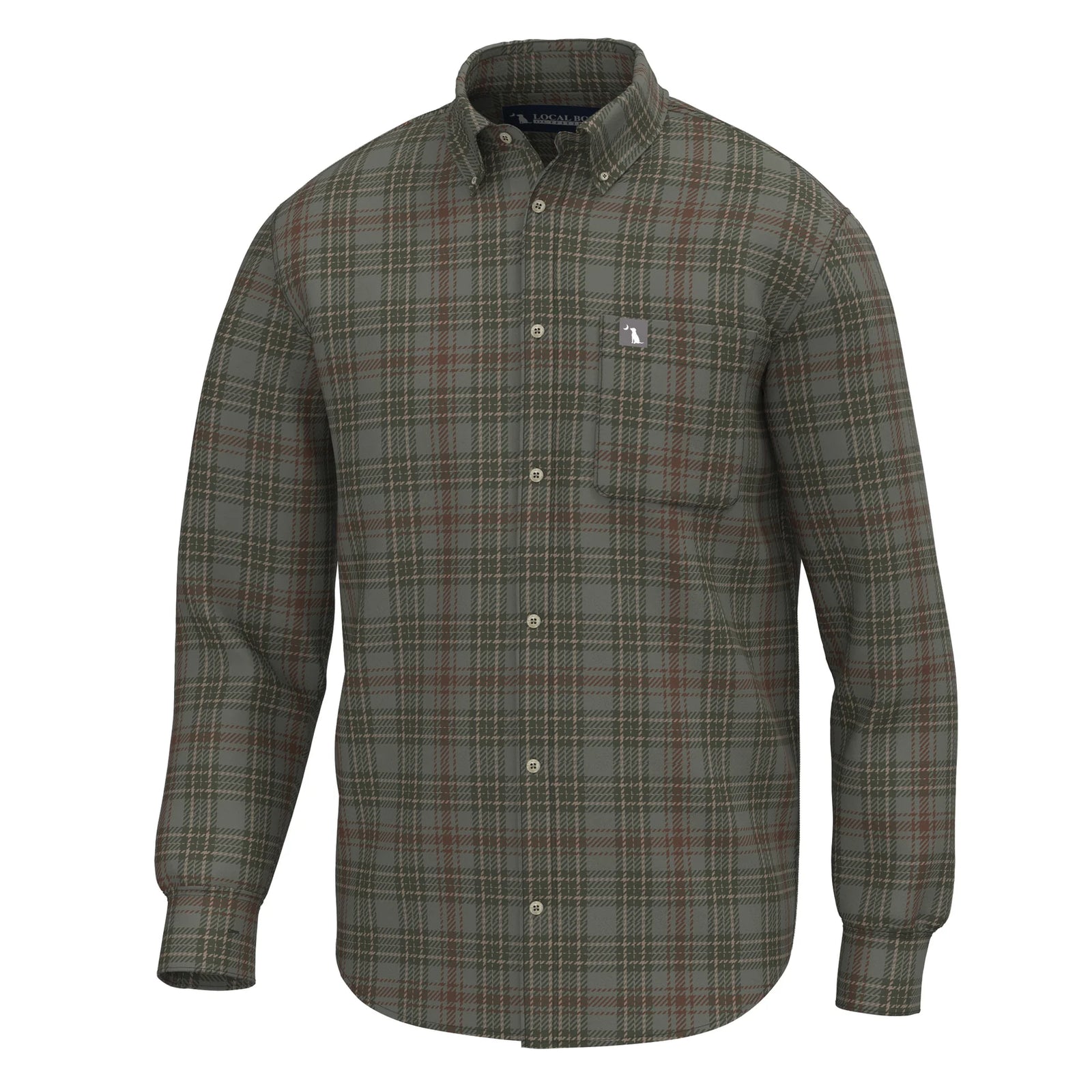 Local Boy Cain Stretch Flannels - Moss Gray/Dark Olive/Dark Rust