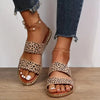 Leopard Print Strappy Flat Sandals