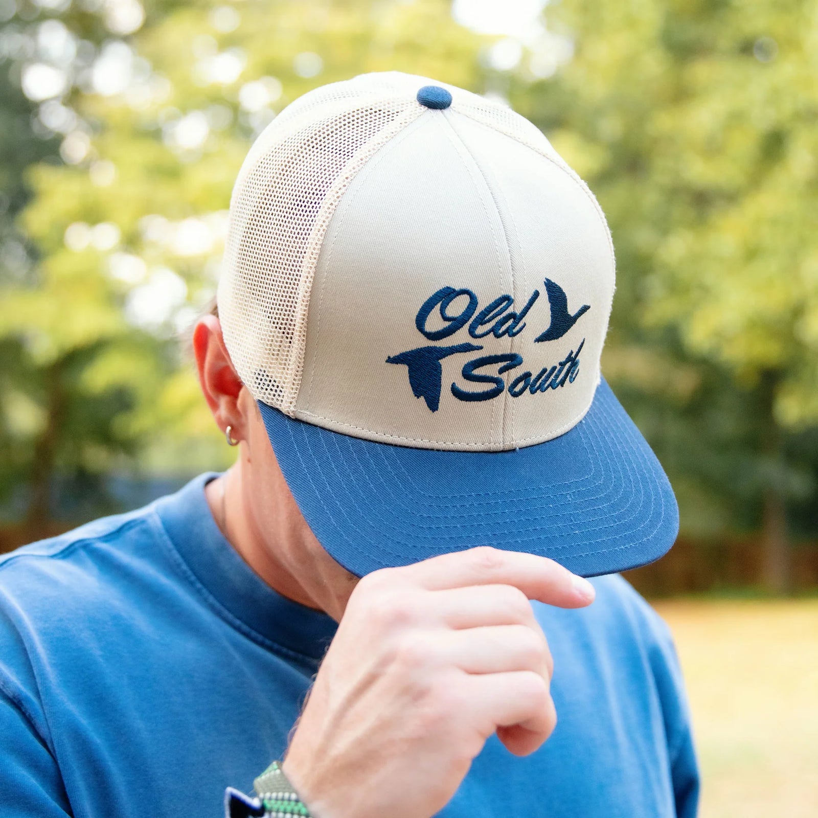 Old South Flying South Trucker Hat - Khaki/Navy