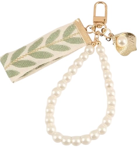 Pearl Ribbon Keychain w/Seashell