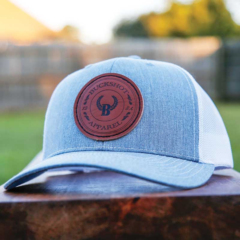 Buck Shot Shell Leather Patch Hat - Heathered Grey/White