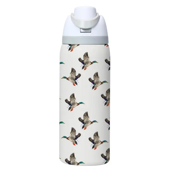 White Stainless Steel Duck Water Bottle
